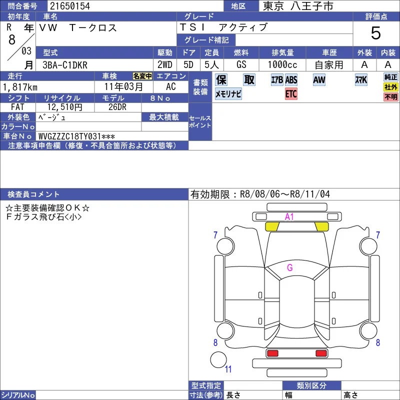 Volkswagen VOLKSWAGEN T-Cross TSI　アクティブ photo 2