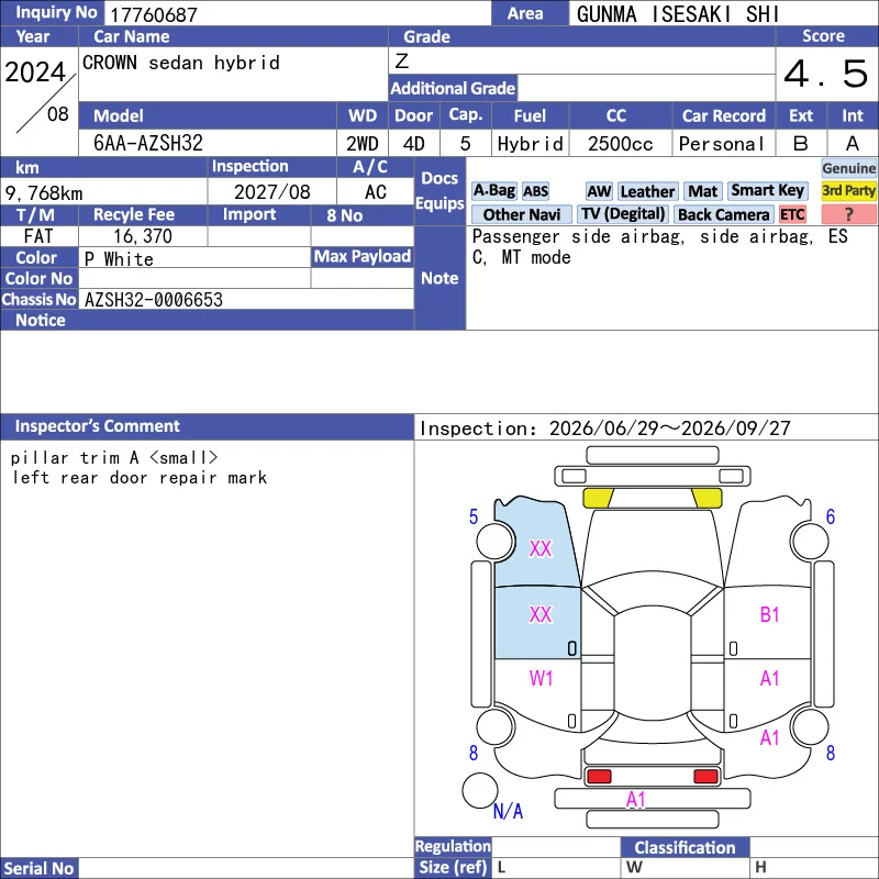 Toyota CROWN sedan hybrid Z photo 4